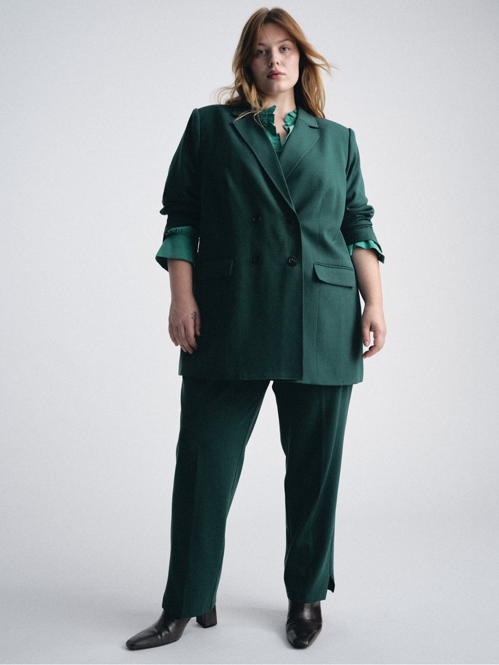 Universal Standard Teal Double-Breasted Blazer